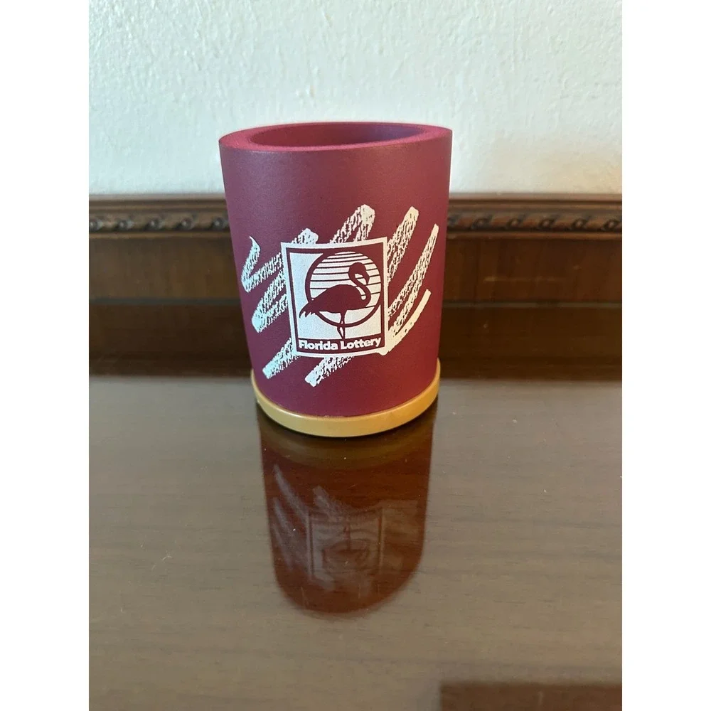 Vintage Florida Lottery‎ Deep Red Promotional Koozie